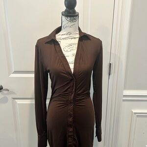 Public Desire Chocolate Long Sleeve Dress